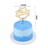 CAKE TOPPER BUON COMPLEANNO CON BRILLANTINI IN PLEXIGLASS 18CM - oro