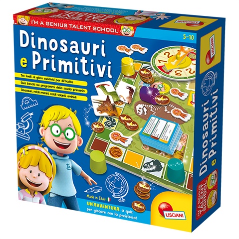 IM A GENIUS DINOSAURI E PRIMITIVI - Un gioco di percorso a quiz, basato sui programmi della scuola primaria, per scoprire e conoscere il mondo dei dinosuri e degli uomini primitivi. 
