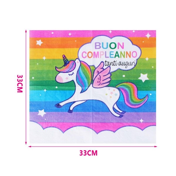 Tovaglioli Unicorno Magical di Carta da 23cm per Festa di Compleanno a Tema  Unicorno