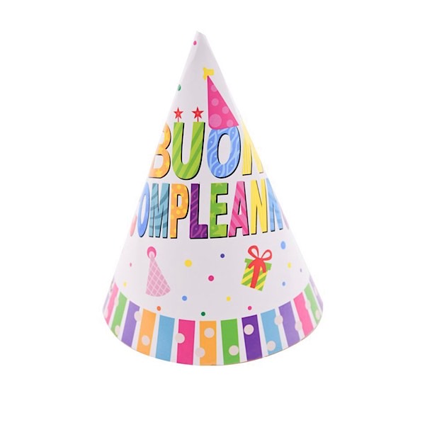 6 CAPPELLI COMPLEANNO RAINBOW PARTY ARCOBALENO