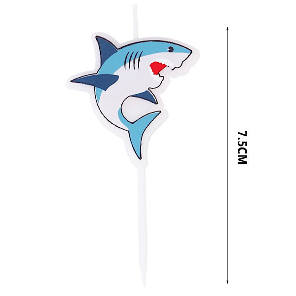 5 CANDELINE BABY SHARK 7.5CM PER TORTA COMPLEANNO, PARTY SHARK