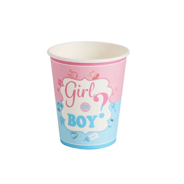 6 BICCHIERI DI CARTA PARTY BABYSHOWER GIRL OR BOY