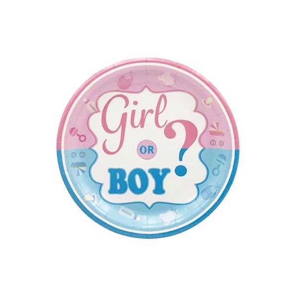 6 PIATTI DI CARTA 23CM PARTY BABYSHOWER GIRL OR BOY
