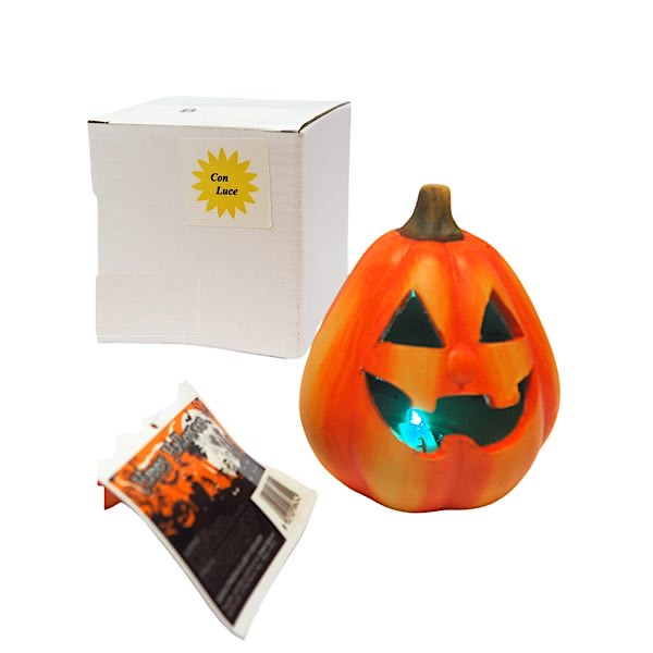 ZUCCA PICCOLA CON LUCE LED HALLOWEEN IN TERRACOTTA