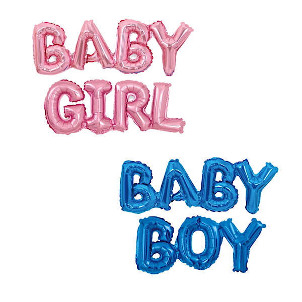 PALLONCINI SCRITTA BABY BOY BABY GIRL MYLAR 40CM