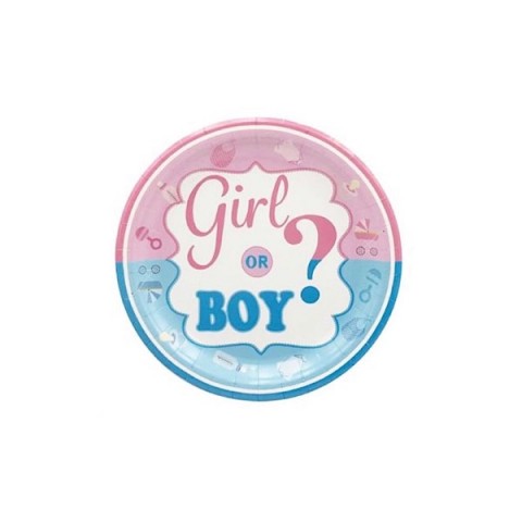 8 PIATTI DI CARTA 18CM PARTY BABYSHOWER GIRL OR BOY